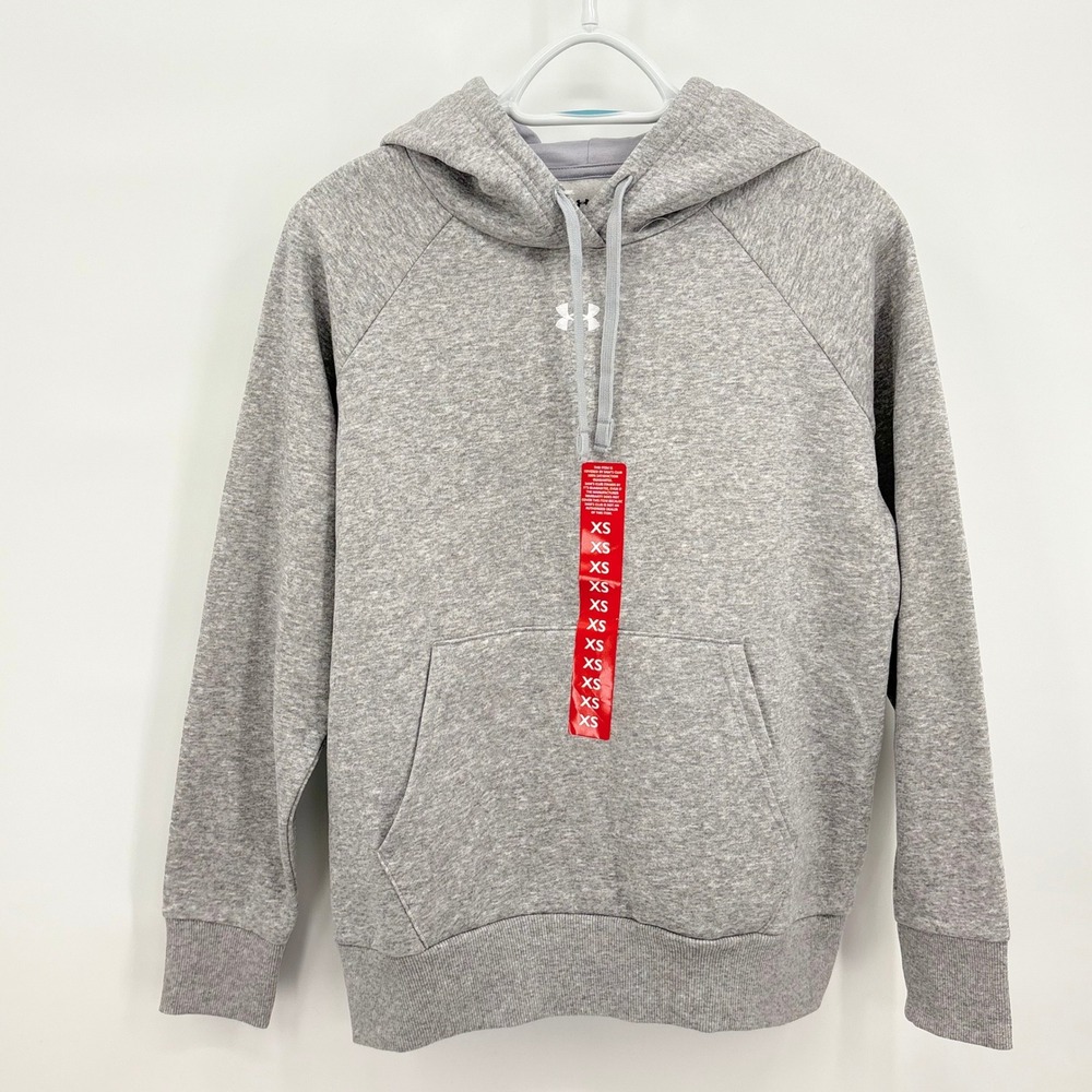 Under Armour Womens Rival Fleece Hoodie Gray‎ Heathered Sweatshirt 1379500 XS